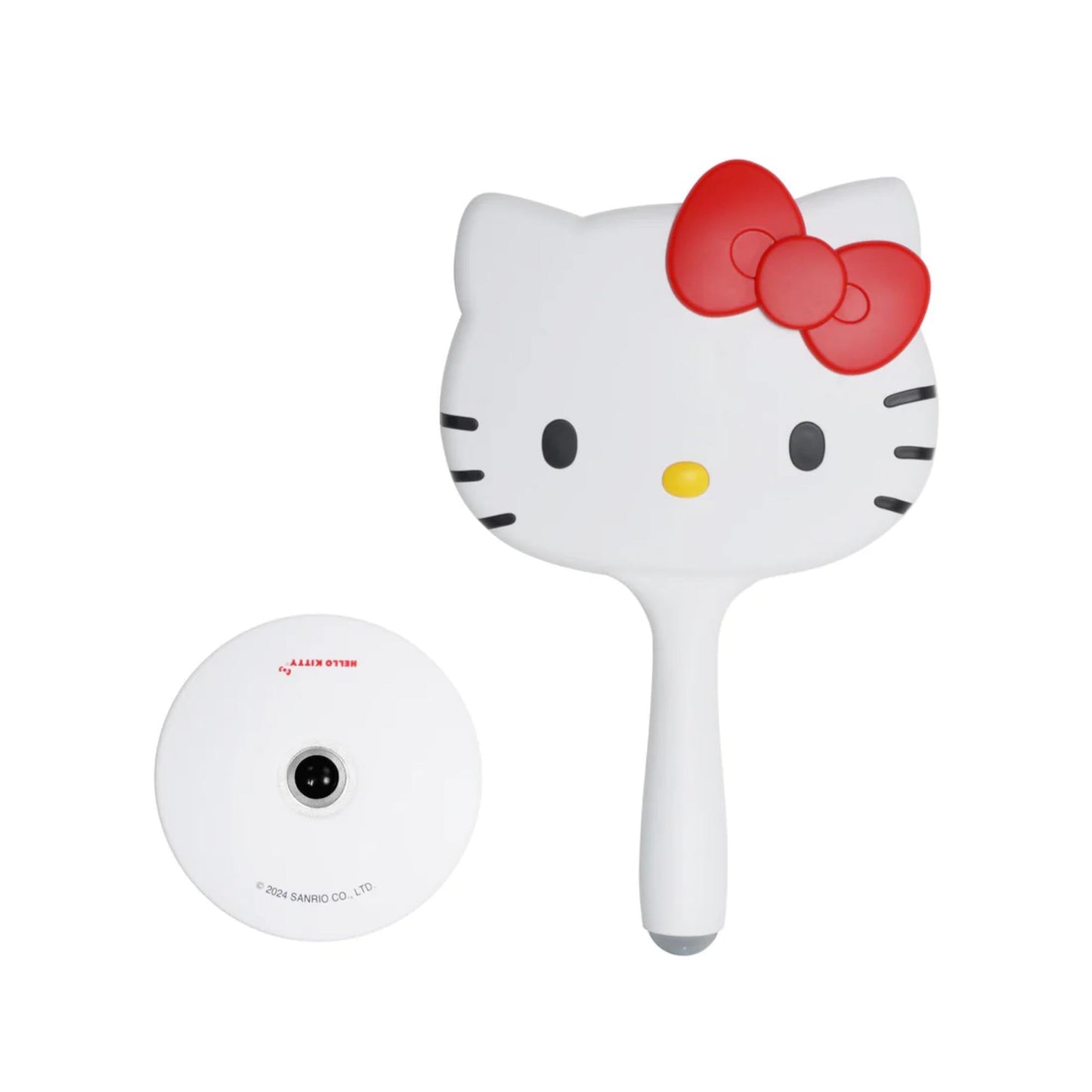 Impressions Vanity Hello Kitty LED Handheld Makeup Mirror with Magnetic Ball Standing Base, Velvety Soft Touch Finish, Ultra Bright Adjustable Brightness, Portable Lighted Mirrors for Travel and Home
