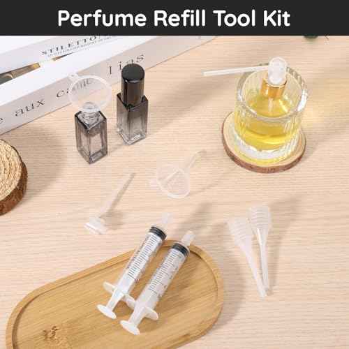 Segbeauty 5ml Perfume Refill Tool Kit, 8pcs Plastic Clear Perfume Dispenser Transfer Tool Set, Perfume Funnel Cosmetic Dispenser Pump Transfer Tool for Travel Refillable Perfume Atomizer Refill Tool