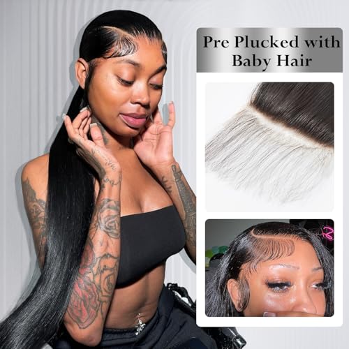 ASHINE 5x5 HD Lace Closure Body Wave Straight Human Hair 5x5 Real HD Lace Closure Invisible Bleached Knots Pre Plucked with Baby Hair Natural Hairline 20 Inch