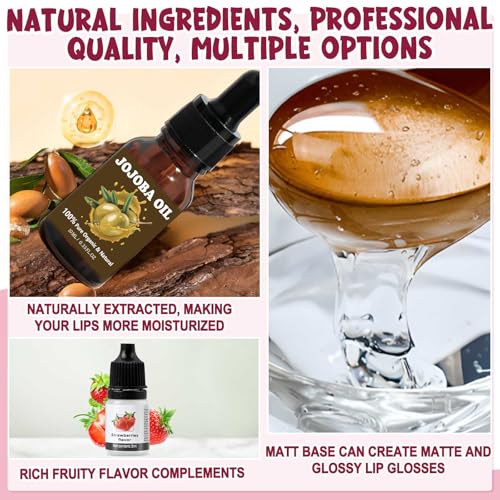 JCOOS Diy Lip Gloss Kit, Lip Gloss Making Kit, LipGloss Making Kit Make Your Own Lip Gloss Making Supplies, Shimmery LipGloss Base, Empty Tubes, Jojoba Oil, Women Teen Girl Gifts Trendy Stuff