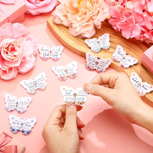 Lothee 80 Pcs Christian Gifts Bulk for Women School Teacher Nail File Christmas Church Bible Verse Emery Board Inspirational Double Sided Religious Manicure Tool for Wedding Birthday Party(Butterfly)