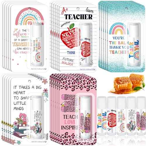 5 Pack Christmas Teacher Appreciation Gifts Bulk Lip Balms Employee Staff Appreciation Teacher Team Thank You Gift Bulk Fall Halloween Thanksgiving Party Favor Basket Stuffers for Women Men (Classic)