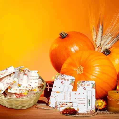30 Pack Hello Fall Autumn Lip Balm Favors Bulk Fall Happy Thanksgiving Halloween Lip Balm Party Gifts Basket Stuffers Employee Staff Thank You Appreciation Gift for Women Men Teacher Coworkers