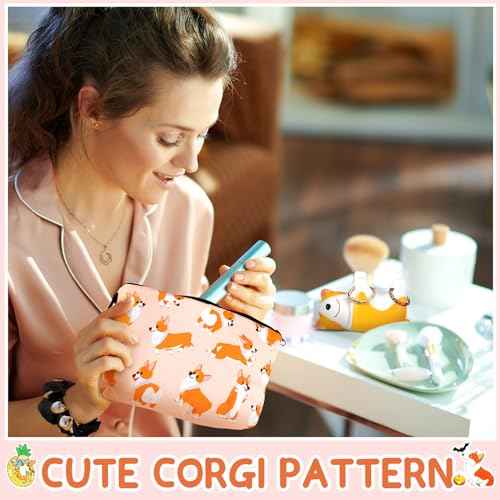 Hotop 61 Pcs Corgi Gifts Set for Dog Lovers Includes Corgi Socks Makeup Bag Ring Holder Cute Stickers Hair Scrunchies for Women Girls Dog Lovers