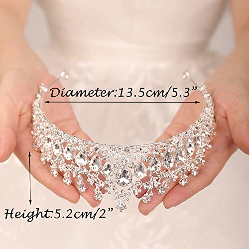 JWICOS Crystal Tiara and Crown for Women Elegant Queen Tiara for Girls Wedding Tiara Headband for Brides Prom Party Pageant