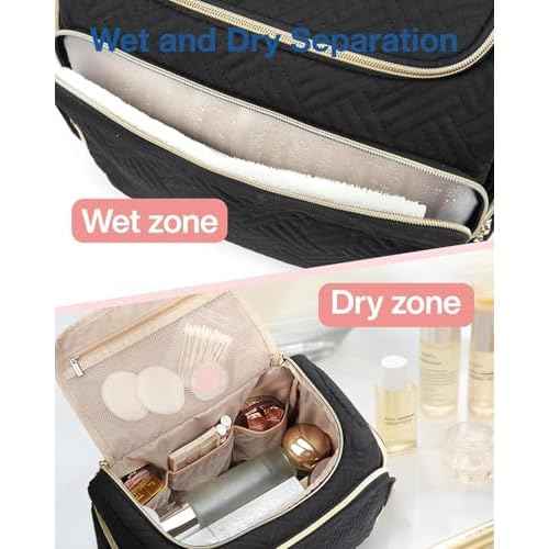 BAGSMART Travel Toiletry Bag for Women, Cosmetic Bag Makeup Bag Organizer with Handle, Travel Bag for Toiletries, Travel Accessories, Full Sized Container