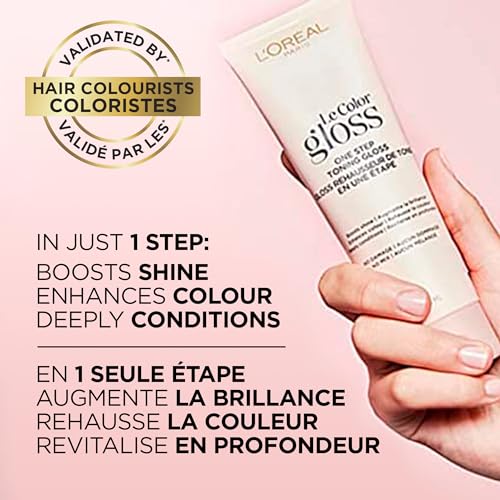 L'Oreal Paris Le Color Gloss One Step In-Shower Toning Hair Gloss for Bleached Hair, Neutralizes Brass, Conditions & Boosts Shine, Platinum Pearl, 4 Ounce