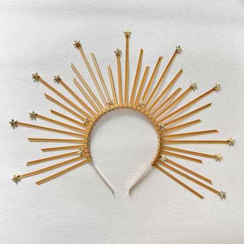 Mary Crown Headband Goddess Spiked Zip Tie Pentagram Hairband Halloween Headdress for Women