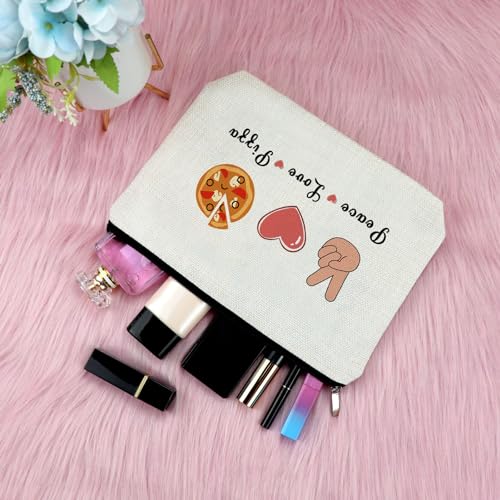 Fun Pizza Themed Cosmetic Bag - Pizza Lover Gift for Women & Foodies - Travel Toiletry Bag & Storage Pouch
