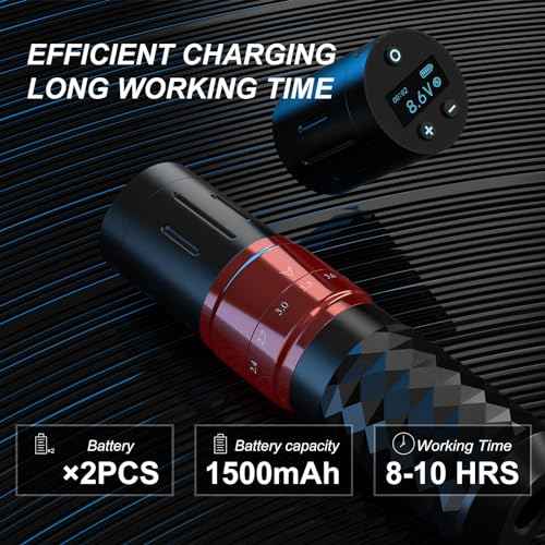 Tattoo Gun,Solong Tattoo Gun Kit Professional 2 Batteries 7 Strokes Wireless Tattoo Kit 6500Rpm Brushless Motor Digital LED Display Tattoo Machine with 20Pcs Tattoo Needles SLE75KIT-1-US