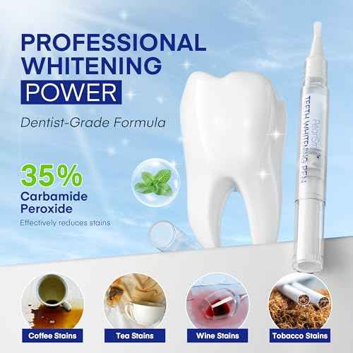 Teeth Whitening Pen ? 35% Urea Peroxide Gel, Clear Twist-Dispensing Whitening Pens for Stain Removal, Professional-Strength, Easy-to-Use, Travel-Friendly(A Set of 5 Pens)