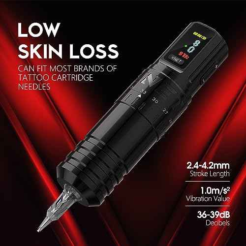 Xnet Vipera Adjustable Stroke Tattoo Machine - Wireless Tattoo Gun, Rotary Cartridge Tattoo Pen with Extra 2400mAh Battery Coreless Motor Tattoo Supply for Professional Tattoo Artists& Beginners,Black