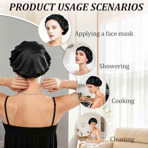 2 in 1 Wrap Cap Bonnet ? Adjustable Hair Wrap Net & Scarf for Silk Press, Extra Long Hair Bonnet Wrap Cap for Curly & Braided Black