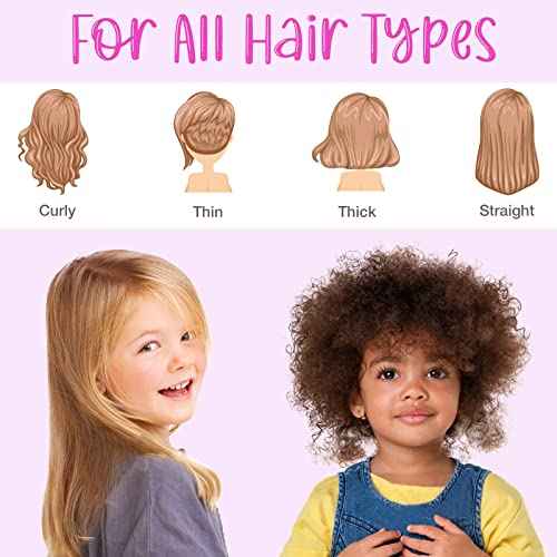 Girls Detangling Brush for Curly, Wet/Dry, and Thick Hair - Pain-Free Mermaid Tail Design for Kids and Women