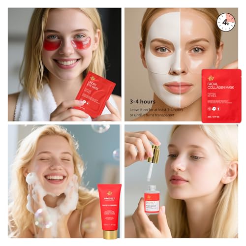 Christmas Gifts for Women, 33 Pcs Rose Facial Skin Care Set, Bath & Body Spa Set, Hydrogel Mask, Makeup Bag, Face Serum, Necklace, Parfume, Bath Bomb, Mother Day, Valentine's, Birthday,Baby Shower