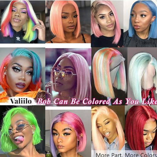 Grey Bob Wigs Human Hair 13¡¿4 Grey Lace Front Wigs Human Hair HD Lace Frontal Wigs 180 Density Grey Human Hair Bob Wigs for Black Women 12 Inch