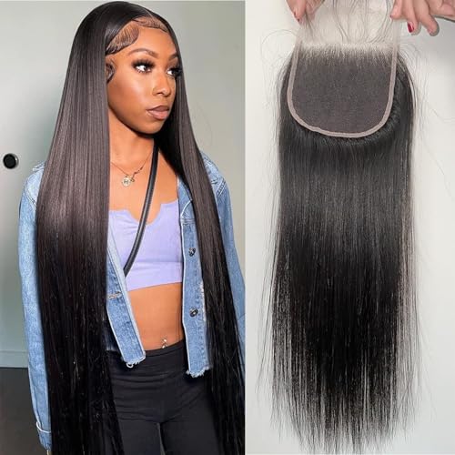 4x4 Lace Closure Hd Transparent Straight Frontal Closure 12A Virgin Remy Human Hair Pre Plucked 16 Inch Natural Black Color