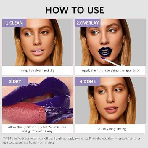 QueenDiary lip stain peel off lip gloss all day long lasting Waterproof and Transferproof lip tint - matte finish peel off lip liner (06#Natural)