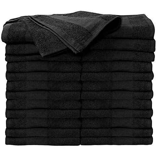 ForPro Professional Collection Premium Bleach Tough Salon Towels, Black, 100% Cotton, Bleach-Proof Towels, Stain Resistant, 16" W x 27" L, 24-Count
