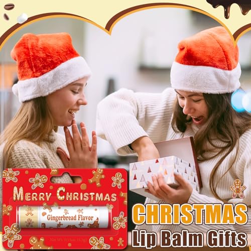 75 Pcs Christmas Peppermint Candy Flavor Lip Balms Bulk Peppermint Candy Gingerbread Hot Cocoa Cookie Cinnamon Flavor Lip Balms Christmas Party Gifts Stocking Stuffers for Employee Staff