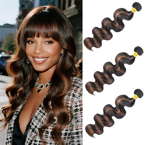 Ombre Human Hair Bundles P1B/30 Body Wave Bundle 24 26 28 Inch 3 Bundles Two Tone Black Mixed With Brown Hair Extensions