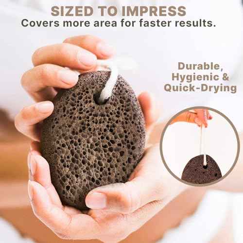 Pumice Stone for Feet - Natural Lava Stone Foot Exfoliator, Callus Remove for Feet, Hands & Dead Skin, Foot Scrubber for Pedicure & Cracked Heels, Strong & Durable Design for Smooth & Soft Feets