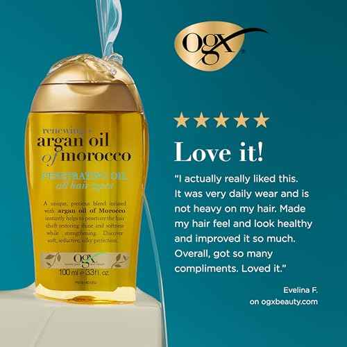 OGX Renewing + Argan Oil of Morocco Hair Oil, Extra Strength Penetrating Serum Treatment for Dry, Damaged, Frizzy, Curly & Coarse Hair, Cold-Pressed Argan Oil, Shine, 3.3 Fl Oz