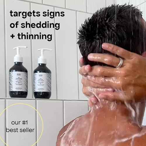 BondiBoost HG Anti-Thinning Shampoo Conditioner Set [16.90 fl oz each], Clinically Tested to Promote Fuller + Thicker-Looking Hair for Women & Men, Procapil, Redensyl & Rosemary Formula, Sulfate-Free