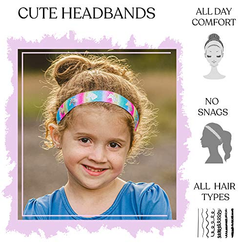 FROG SAC 6 Unicorn Headbands for Girls, Adjustable No Slip Glitter Hair Bands for Kids, Cute Little Girl Sports Head Bands, Sparkly Soccer Gymnastics Headband, Sparkle Hair Accessories