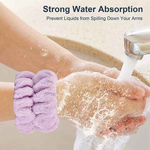 8 Pcs Wrist Towels for Washing Face, Microfiber Wrist Bands for Washing Face, Spa Wristbands for Washing Face, Fluffy Towel Bands, Arm Bands for Washing Face for Woman Children