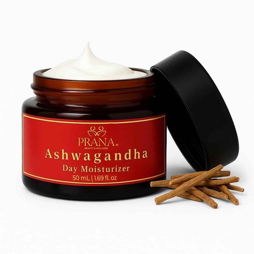 PRANA Ashwagandha Day Face Moisturizer - Natural Face Lotion with Ayurvedic Ingredients like Licorice, Almond Oil, Gotu Kola - Skin Repair & Hydration, Vegan, Fragrance & Cruelty-Free Lotion (50ml)