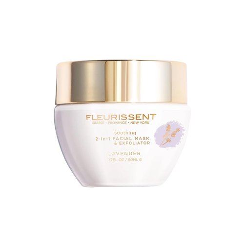 Fleurissent Serenity Elixir Lavender 2-in-1 Facial Mask & Exfoliator – Calming Fusion Florale-6, Organic Roses & Gentle Rice Exfoliation, 98% Natural, 1.7 FL OZ for Healthy-Looking Skin