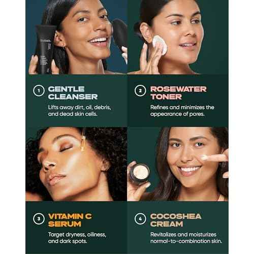 Buttah Skin Supreme Kit for Melanin Rich Skin | CocoShea Revitalizing Cream 2 oz | Vitamin C Serum 1 oz | Cleanser 3.4 oz | Rosewater Toner 3.4 oz | Black Owned Skincare