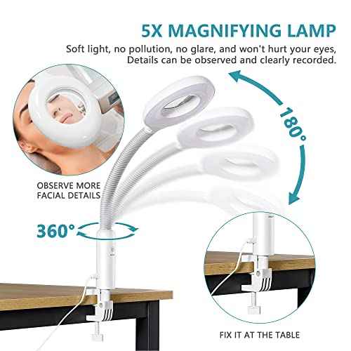 Nova Microdermabrasion Professional 2 in 1 Facial Steamer for Face Deep Cleaning Ozone Face Steamer with 5X Magnifying Lamp Hot Mist Function for Salon Spa Home Beauty Equipment