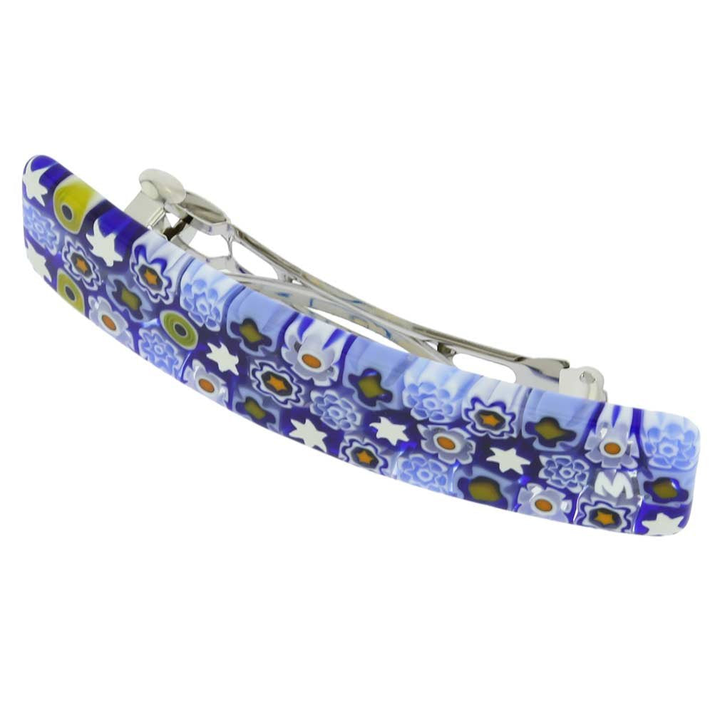 GlassOfVenice Murano Glass Millefiori Hair Clip - Blue Flowers