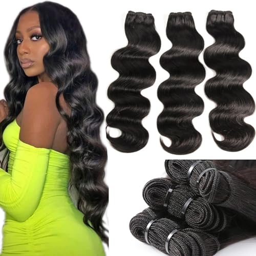 RESACA Body Wave 3 Bundles Human Hair Weave Weft Extentions Bundles for Women 22 24 26 Inch 100% Unprocessed Brazilian Virgin Human Hair (Nature Color Black)