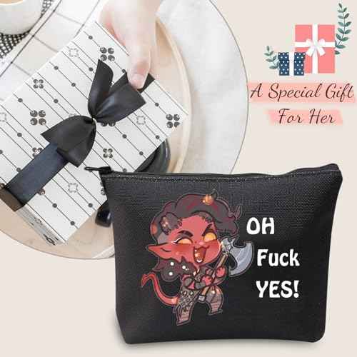 JXGZSO Oh F Yes Karlach Inspired Cosmetic Bag Funny RPG Gamer Gift BG3 Tiefling Makeup Bag (Oh F Yes Karlach Black)