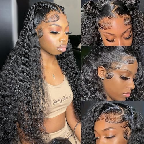 26 Inch Water Wave Lace Front Wigs Human Hair Pre Plucked Wet And Wavy 13x4 Hd Lace Frontal Wig Human Hair 180 Density For Women Bouncy Soft Deep Curl Glueless Tangle Free Natural Hairline