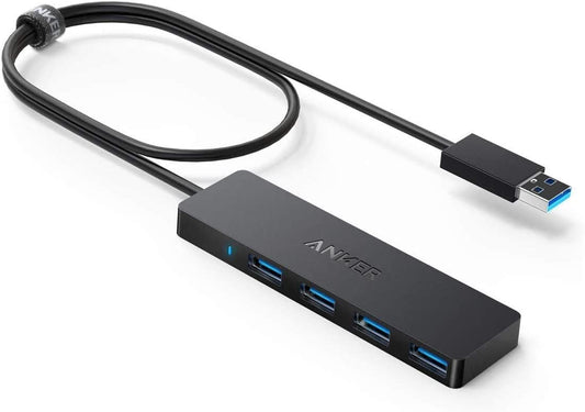 Anker 4-Port USB 3.0 Hub, Ultra-Slim Data USB Hub with 2 ft Extended Cable (Charging Not Supported), for MacBook, Mac Pro, Mac Mini, iMac, Surface Pro, XPS, PC, Flash Drive, Mobile HDD