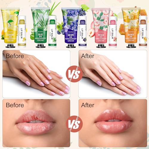 30 Sets Bulk Hand Cream and Bulk Lip Balm Gifts, Stocking Stuffers for Women, Wedding Favors for Guests with Thank You Card and Organza Bags, Christmas Gifts, Employee Appreciation Gifts