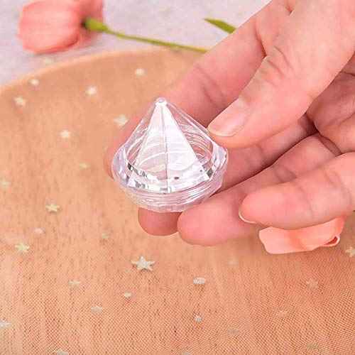 50 PCS 5 Gram Diamond shaped Clear Jars Empty Refillable Cosmetic Sample Jars Makeup Plastic Jar with Lid Cosmetic Trial Case Compact Storage Box for Lotion Creams Eyeshadow Nails Powder