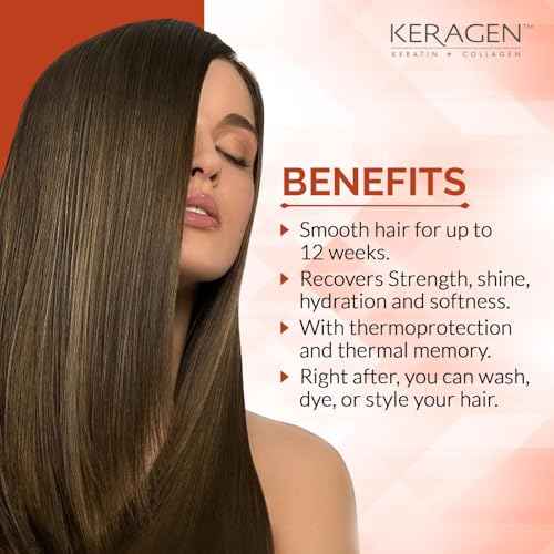 Keragen Brazilian Keratin Smoothing Treatment | Formaldehyde-Free Blowout Kit for Frizzy, Dry, or Damaged Hair | Organic Keratin and Collagen | Salon-Quality Results at Home | 16 Oz