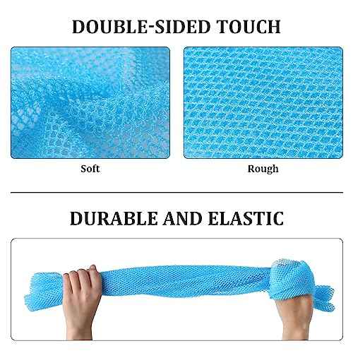 4 Pieces African Exfoliating Net, Long African Net Sponge, Nylon African Net Cloth, Exfoliating Washcloth, Body Scrubbers for Use in Shower, Back Scrubber Skin Smoothers for Bath (Multicolor 4)