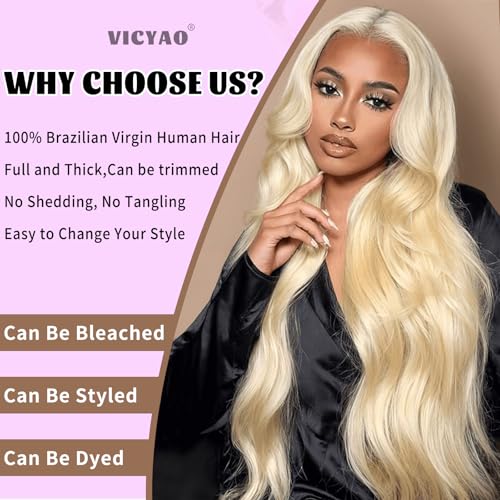613 Bundles Human Hair 24 Inch Blonde Bundles Human Hair 100% Unprocessed 12A Grade Brazilian Virgin Raw Weave Bundles 1 Bundles Blonde Body Wave Human Hair Extensions for Women