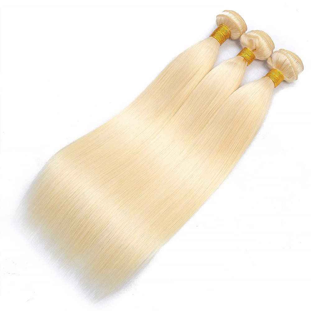 30 32 34 Inch Blonde Straight Bundles Human Hair Brazilian Unprocessed Virgin Hair Color 613 Bundles Human Hair Extensions