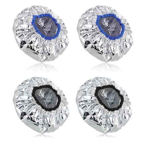 4PCS Aluminum Foil Heat Cap for Deep Conditioning, Waterproof Dustproof Thickened Shower Caps Reusable Heat Cap Processing Caps for Home and Salon Use, Hair Dyeing and Hot Oil Treatment Tools