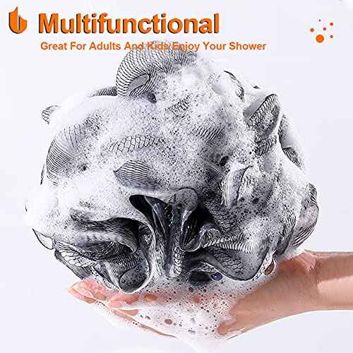 Urbanstrive Shower Bath Sponge XL 75g Soft Shower Loofahs Balls for Body Wash Men Women Bathroom Accessories, 1 Pack, Black