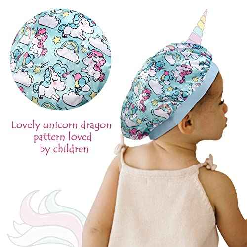 4 Pcs Silk Bonnet for Sleeping Kids Bonnets for Girls Baby Satin Sleep Cap Hair Wraps for Curly Natural Hair Elastic Wide Band