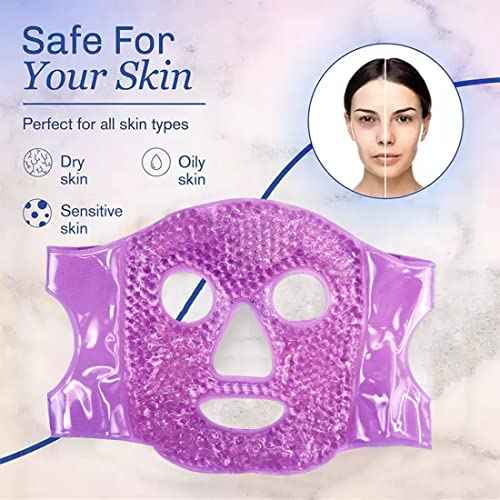 Cold Face Eye Mask, Cooling Mask, Reusable Cold Mask for Hot and Cold Treatment for Eye Strain, Eye Swelling, Eye Redness, Puffy Eyes, Dark Circles, Smooth Fine Lines, and Eye Recover. 1 PCS
