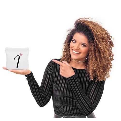 Initial I Personalized Pocket Cosmetic Bag, Waterproof Portable No Zipper Self-closing Makeup Pouch, Mini Travel Storage Makeup Bag, Gift Ideal for Women Girls Teen (BP09)